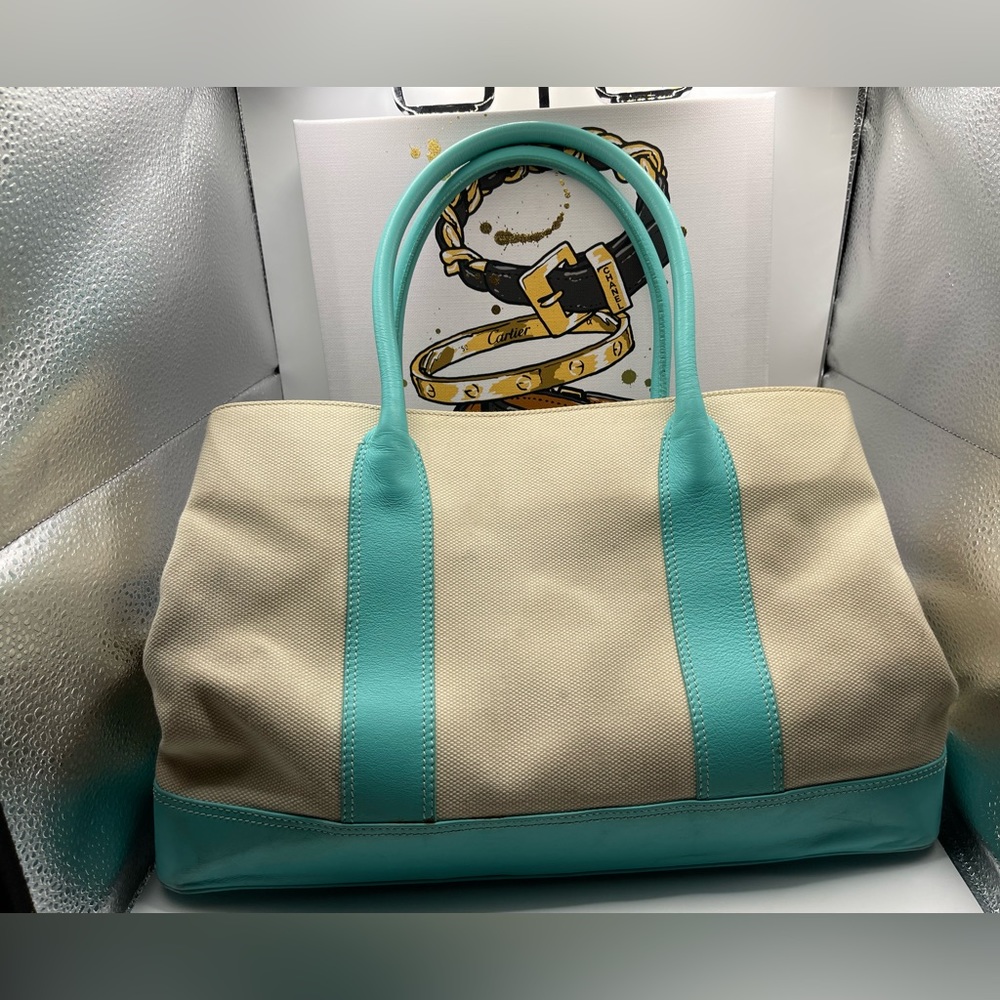 Authentic Tiffany & Co Leather & Canvas Tote